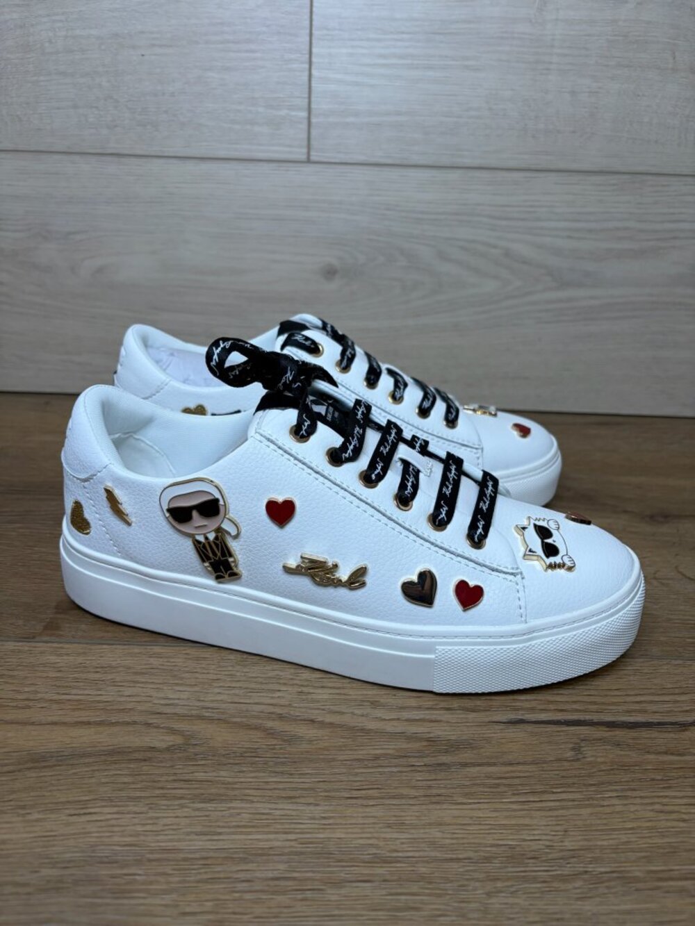 Karl Lagerfeld Paris Cate Pin White Sneakers 8.5